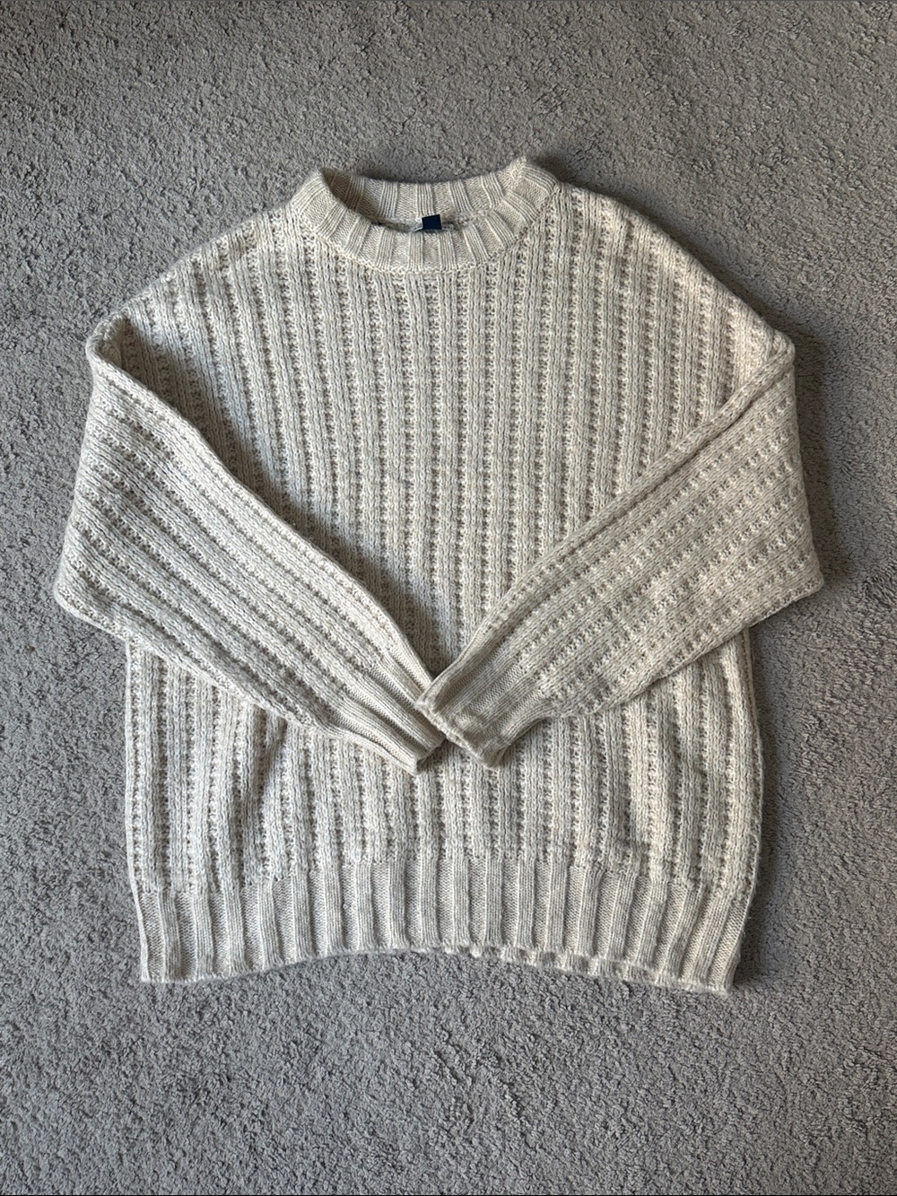 American Eagle Outfitters Cream Cable Crewneck Sweater